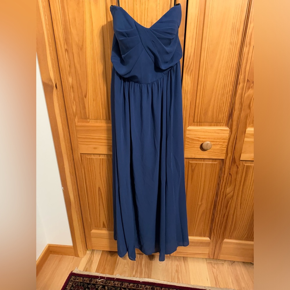 Social Bridesmaids Strapless Gown in Deep Blue